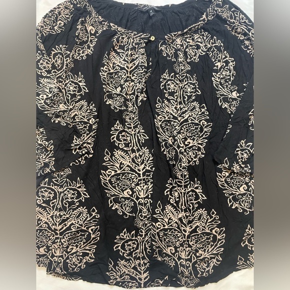 Lucky Brand size 3X quarter sleeves black and tan blouse - Picture 2 of 6